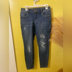 Maurices Dark Blue Distressed Skinny Jeans
